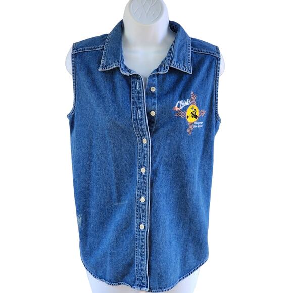 Chicks's Albuquerque New Mexico Denim Shirt XL Vintage Harley Davidson Biker - Picture 4 of 10